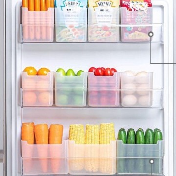 冷蔵庫内側ドア収納ボックス、仕分け収納ラック、食品野菜保存箱、ネギ、生姜、ニンニク密封瓶|undefined