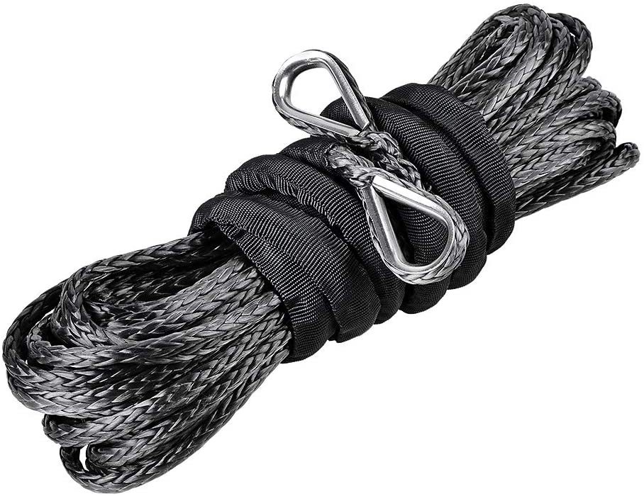 6mm Synthetic Fiber Rope Winch Rope 7700 Pounds 1/4 Polymer Trailer Rope Hook Uhmwpe Electric Winch Extension
