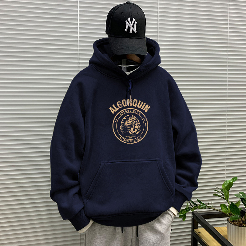 Primavera y otoño pesado suéter con capucha de los hombres marca moda invierno Top HOODIE más terciopelo abrigo americano pareja pullover