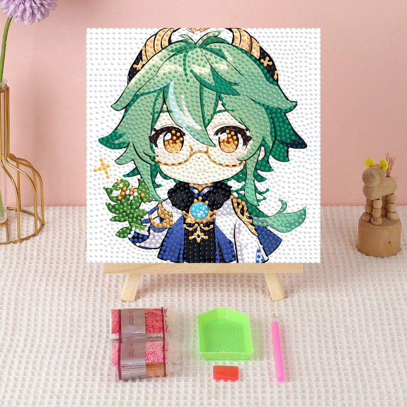 Алмазная вышивка (canvas) Genshin Impact DIY, 20×20 / 30×30, деревянная внутренняя рама и набор инструментов