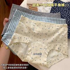 波点碎花内裤全棉女中腰纯棉内裤女透气10A裆平角内裤女亲肤