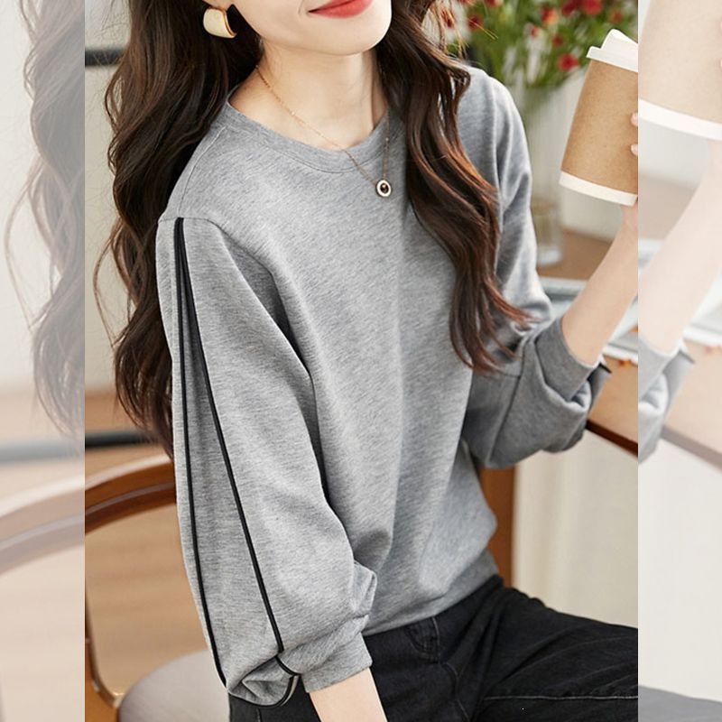 Scissors Rock Design Women's Loose Fit Sweatshirt, Spring/Autumn 2026, Korean Style, New Color Block, Niche Style, Textured Long