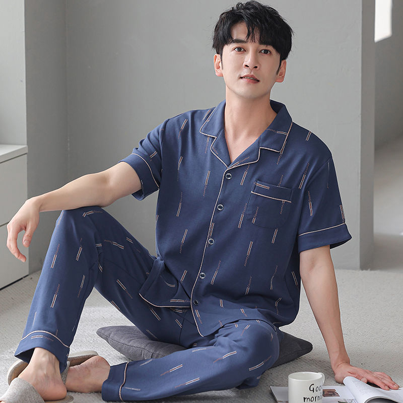 Algodón 2024 nuevo pijama de hombre de verano pantalones de manga corta primavera y otoño delgados se pueden usar ropa de hogar