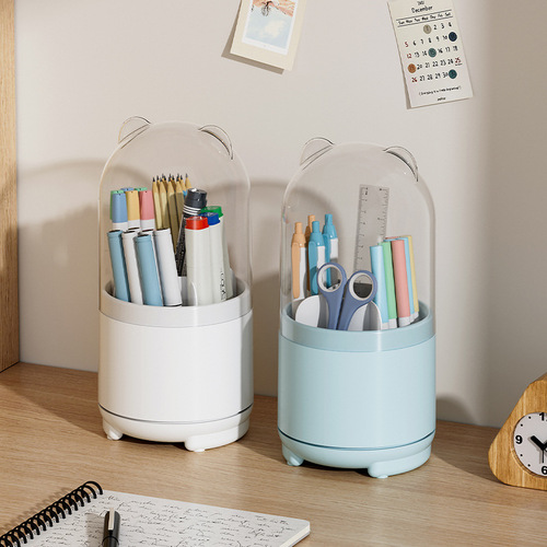 Cartoon Makeup Storage Tube 360 Rotation Makeup Brush Storage Box Pen Holder Eyeshadow Brush Tube Lipstick Dustproof Storage Box 