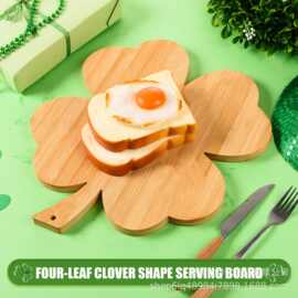 实木切菜砧板创意四叶草幸运餐盘聚会上菜板实木下午茶托盘牛排板