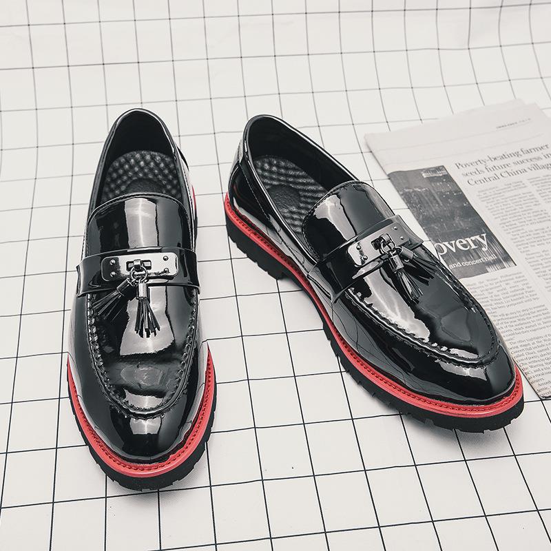 Herren Lederschuhe In Übergröße Britischer Stil Lackleder Glänzend_voghion.com