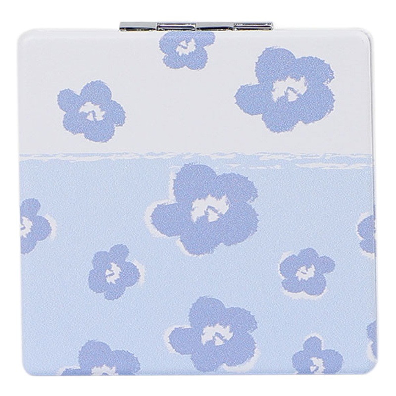 Bolsillo moda 80 espejo plegable portátil de doble cara PU espejo cuadrado portátil al por mayor lindo ins estudiante espejo de maquillaje