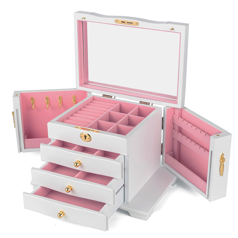 Luxury four-layer full lock—this white (pink lining)