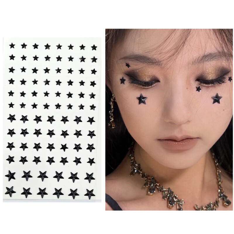 Black Series adhesive self-adhesive Diamond stickers Halloween dark eye makeup black star love water drop Rhinestone Black Series adhesive self-adhesive Diamond stickers Halloween dark eye makeup black star love water drop Rhinestone
