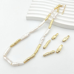 本物の金メッキ保色バロック麻点長楊枝珠直孔隔珠diyブレスレットネックレスイヤリングアクセサリー部品