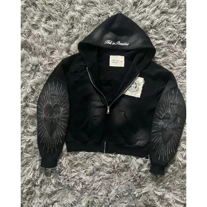 Felpa con cappuccio corta stampata da uomo, felpa con cappuccio stampata alla moda con cerniera e cappuccio - Pullover leggero con tasche per uomo e donna_voghion.com