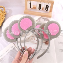 跨境灰色可爱老鼠头箍圣诞节动物小老鼠耳朵发箍活动演出发饰批发