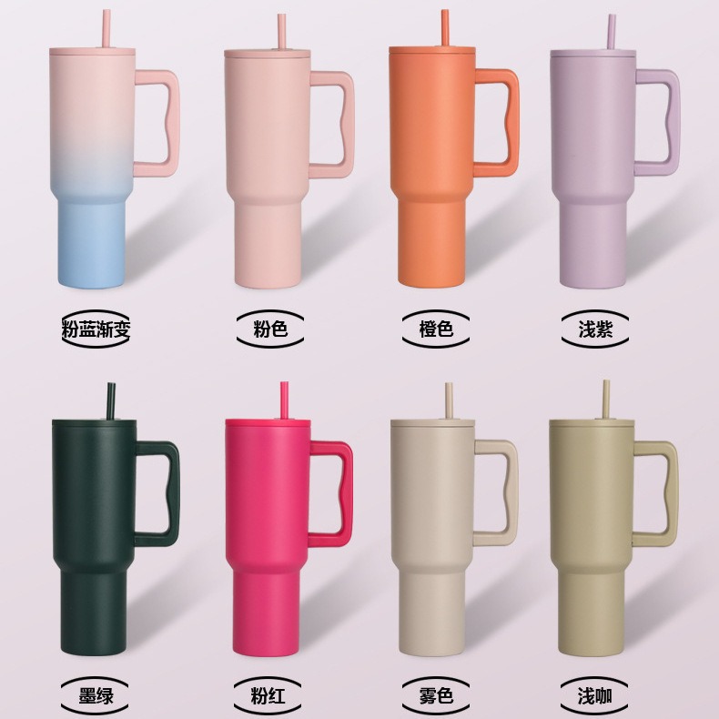 Vaso para coche de 40 oz de tercera generación de Amazon, vaso portátil para exteriores con asa, vaso de doble capa con aislamiento al vacío para frío y calor, vaso portátil para exteriores