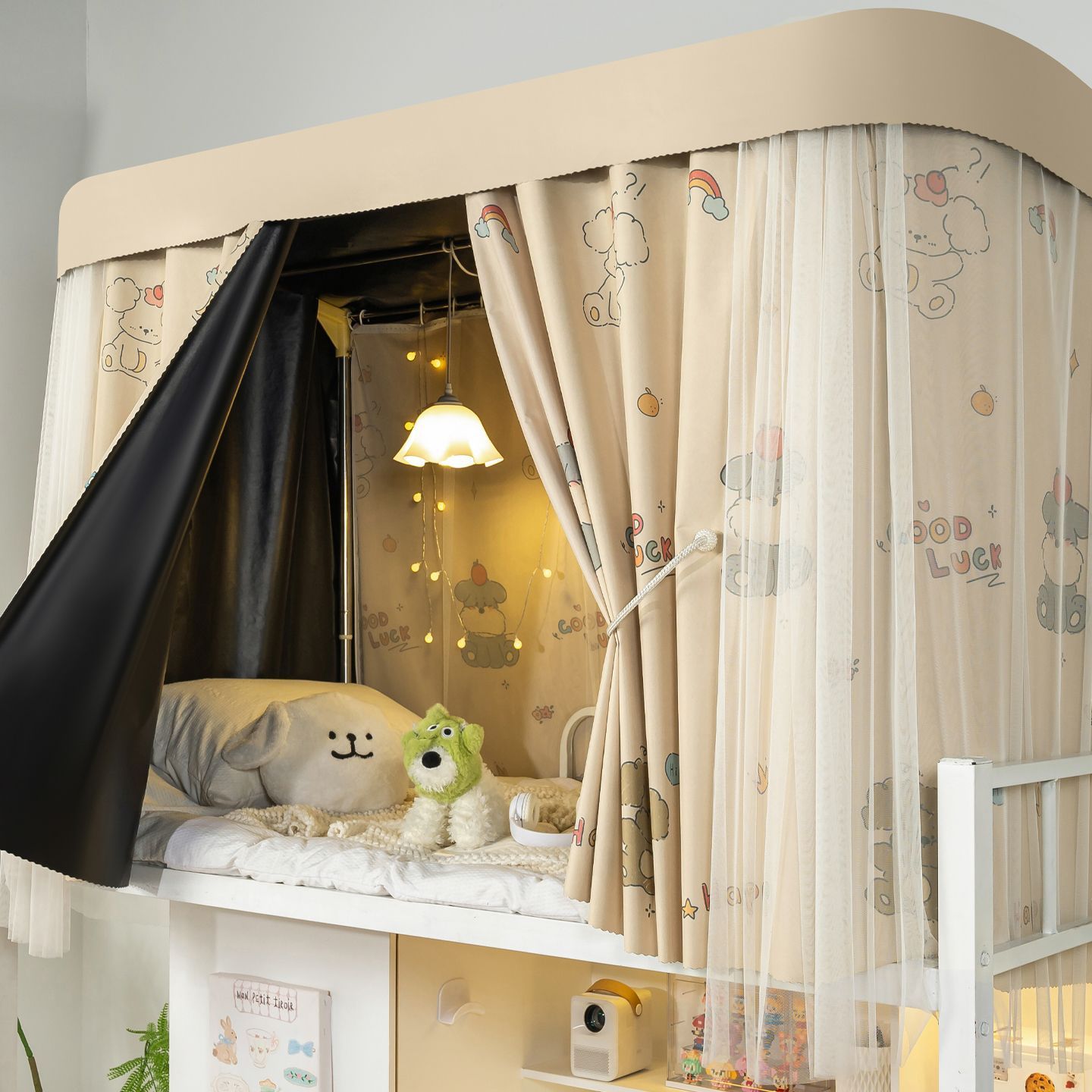 Cortina de cama de soporte de pista tipo u dormitorio de estudiantes universitarios fuerte cortina de sombra cortina de pista deslizante dormitorio de la escuela cortina de sombra
