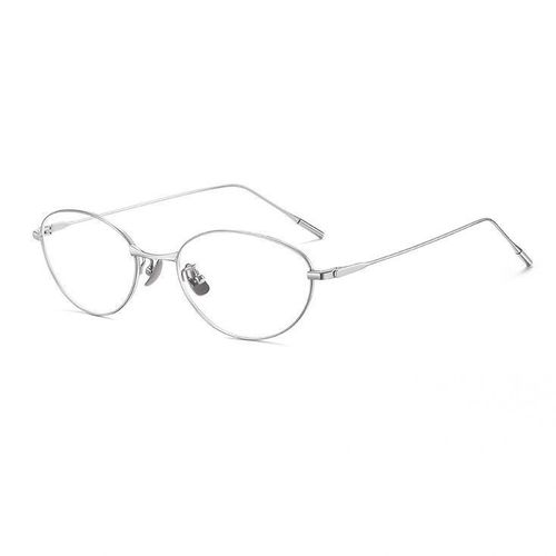 Silver Wire Cat-Eye Eyeglass Frame for Men and Women, Adjustable for Myopia, Elliptical Frame, Pure Desire, Old Money Style, Ultra-Light Myopia Eyeglass Frame
