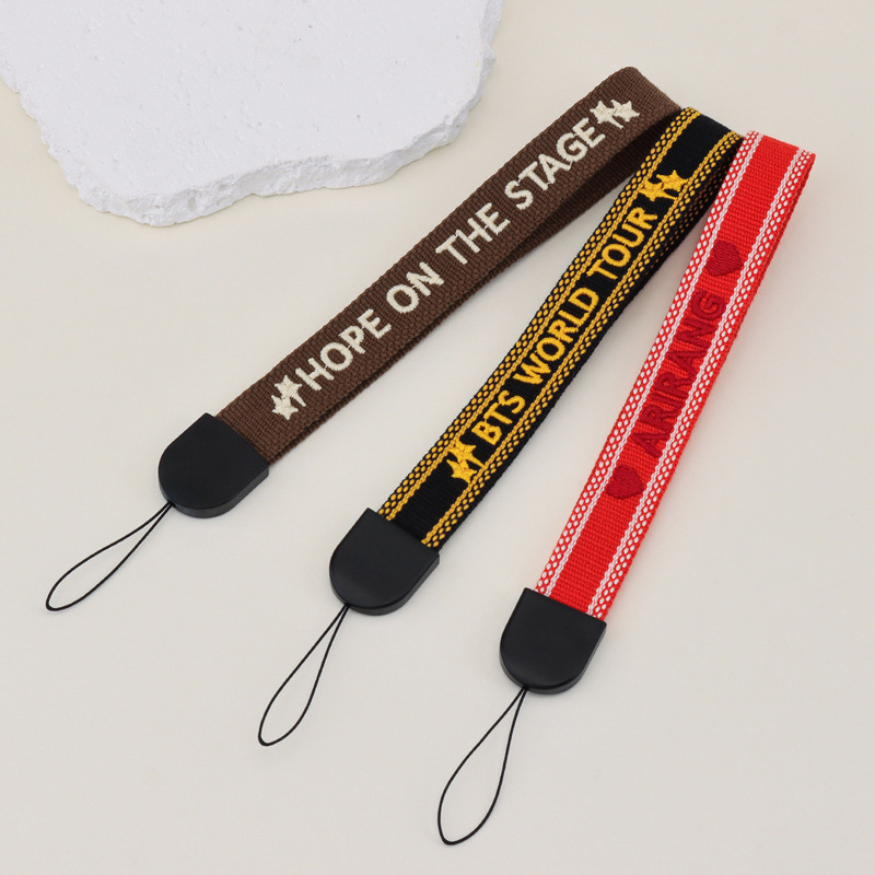 Short Portable Woven Wrist Lanyard with Embroidered Name Customization, Fan Support for Male Idol Groups, Water Bottle and Phone Anti-Loss Lanyard