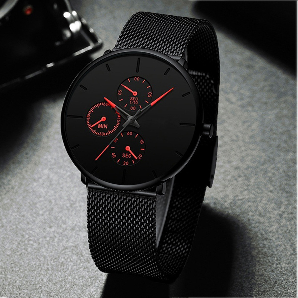Explosions Fashion Temperament Ultra-thin Mesh With Men's Watch High-end Business Quartz Watch Spot_voghion.com
