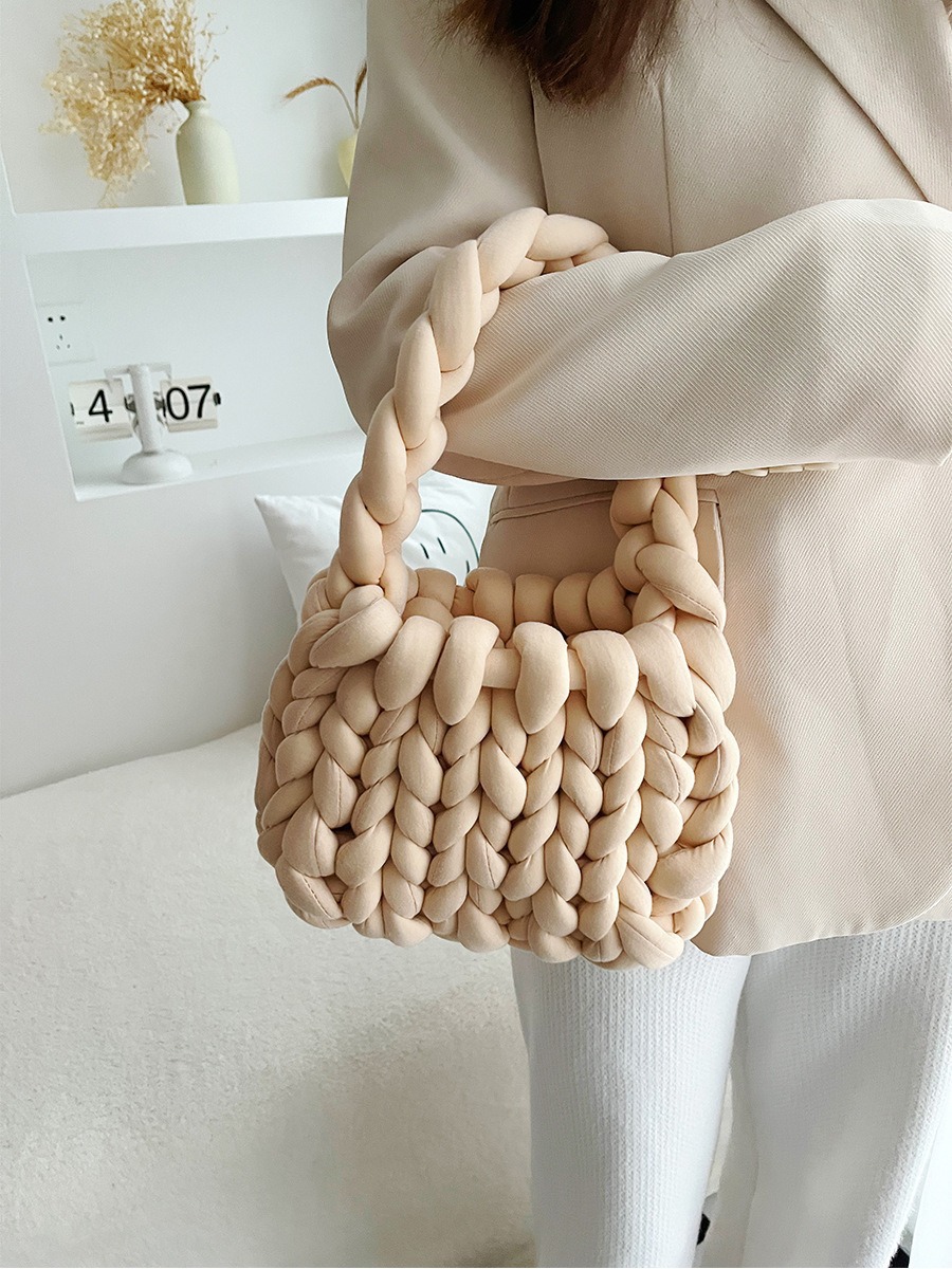 Amazon transfronterizo ultra grueso islandés lana diy bolsos tejidos a mano bolsos de mano coreanos retro versátiles productos terminados