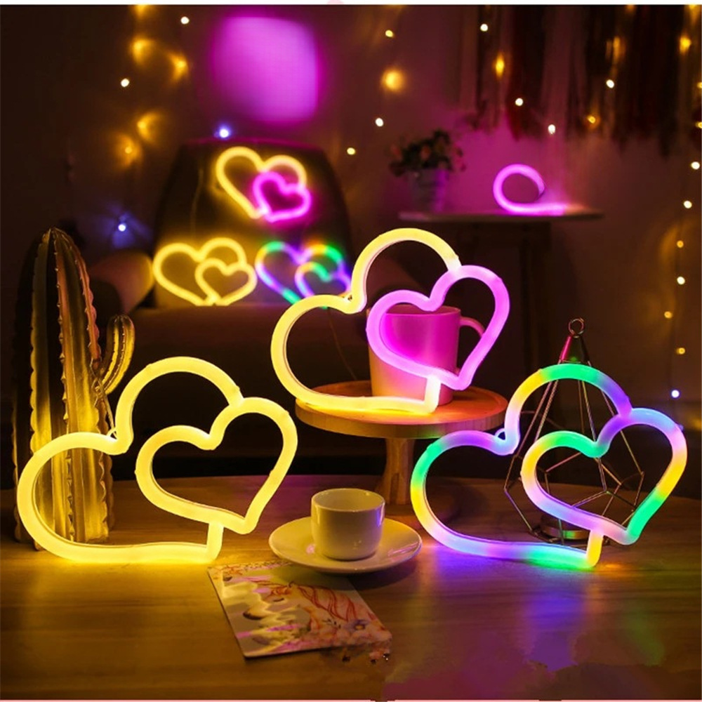 Cross -border love LED neon light USB battery power supply dual love…