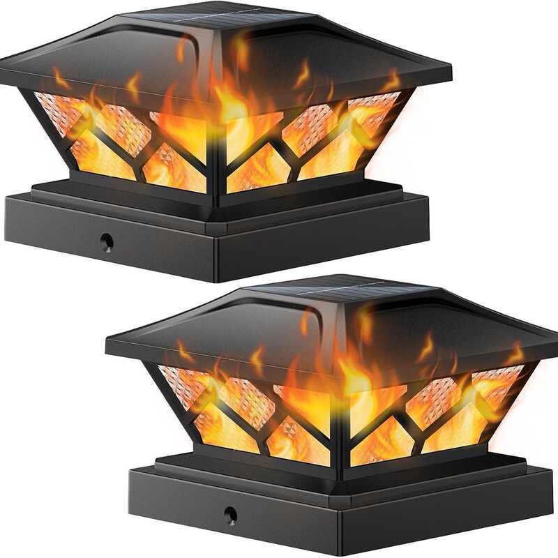 Cross-Border Flame Pillar Lamp Solar Lamp Community Villa Gate Pillar Lamp Fence Courtyard Lamp Ip65 Waterproof