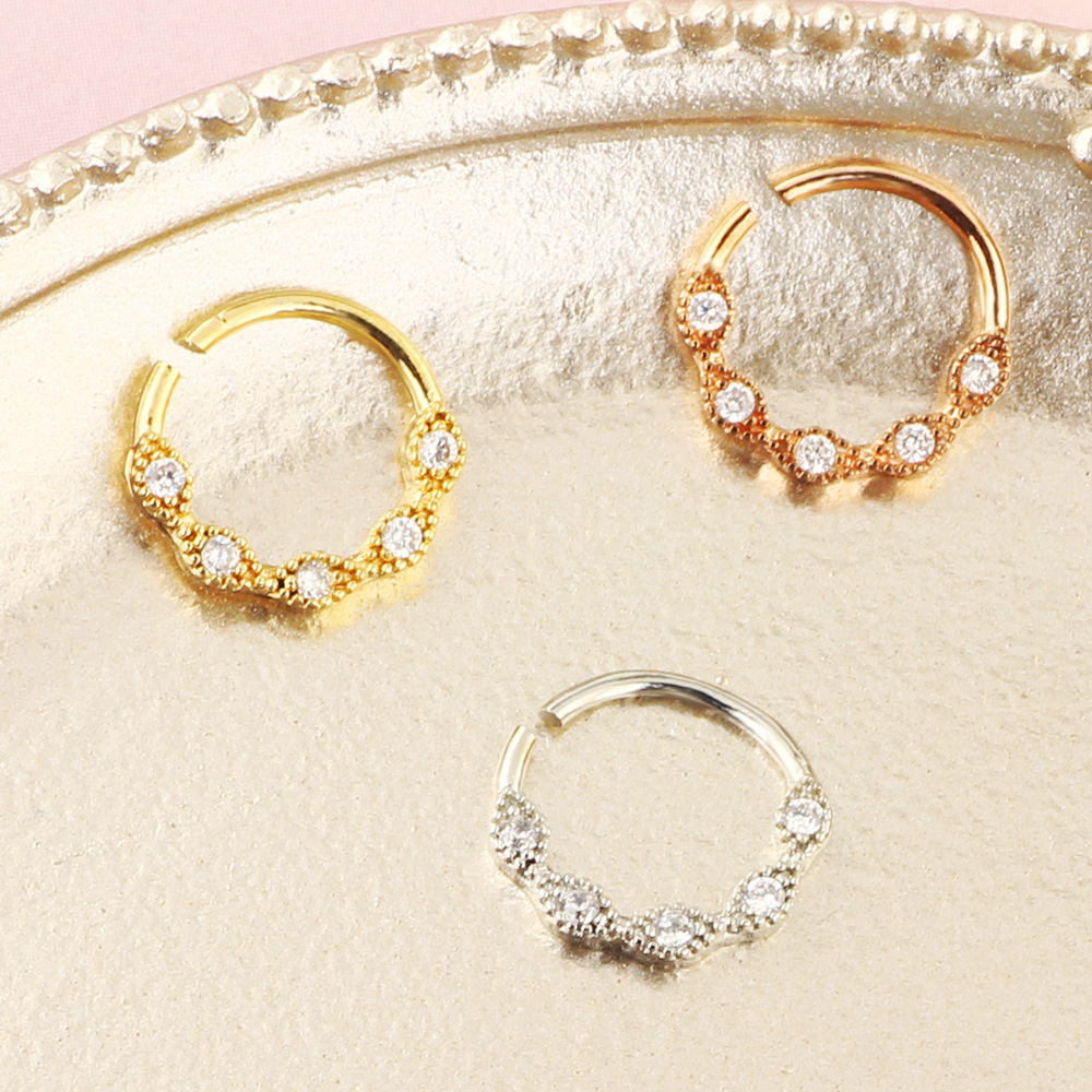 Crown Shape CZ Non-Pierced Nose Ring Hoop C-Type Nostril Jewelry for Women detail image 7