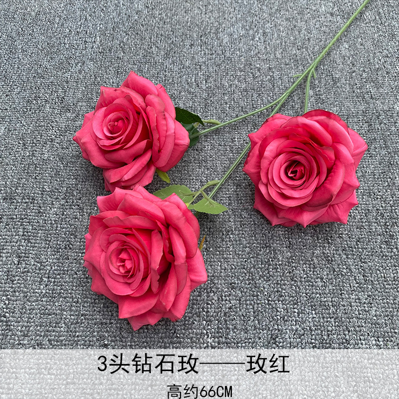 Rosa roja cascada flor artificial pared Punch-en apoyos boda arreglo de flores decoración del hogar 3 diamante rosas