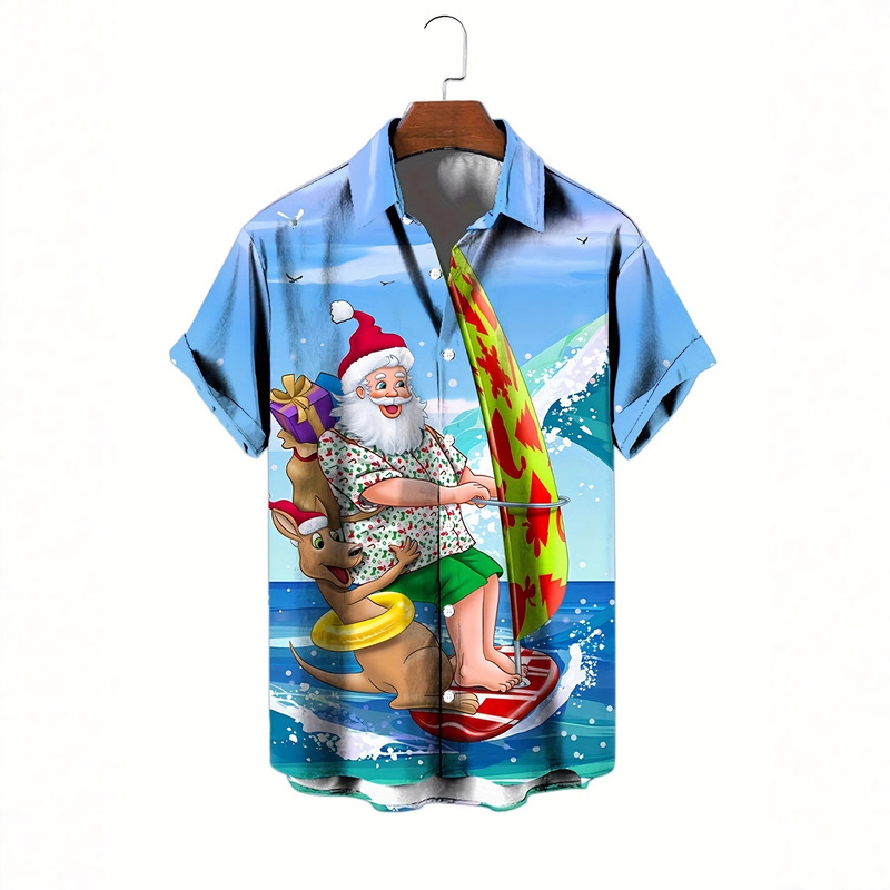 Amazon Ozon Hot-Selling Summer 3D Christmas Element Men's Short-Sleeve Hawaiian Shirt, Custom-Made According to Your Image Amazon Ozon Hot-Selling Summer 3D Christmas Element Men's Short-Sleeve Hawaiian Shirt, Custom-Made According to Your Image