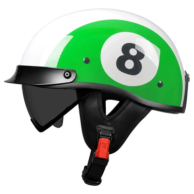 Helmet Cruiser Motorcycle Small Helmet, Motorcycle Safety Supplies - green-8-ball-black-tea-mirror-free-transparent-mirror-m55-56-head-circumference