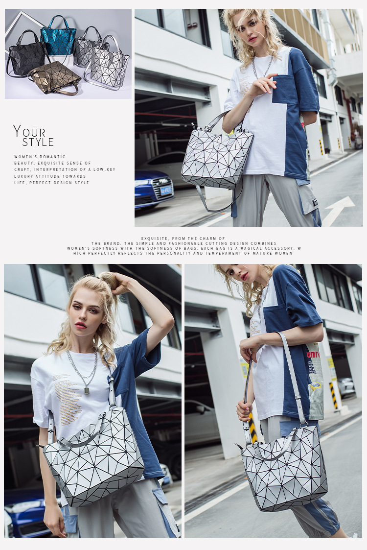 2023 New Lingge Women's Bag Trend Shoulder Crossbody Bag Women's Large Capacity Bucket Bag Small Design Geometric Bag_voghion.com