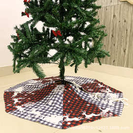 新款现货圣诞节装饰用品圣诞树装饰品围裙红黑白格印花圣诞树裙