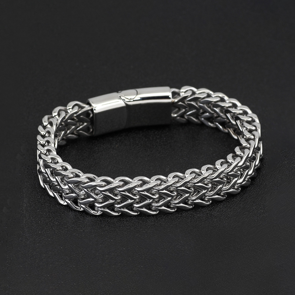 Stainless Steel Double Layer Magnetic Clasp Bracelet For Stacking_voghion.com