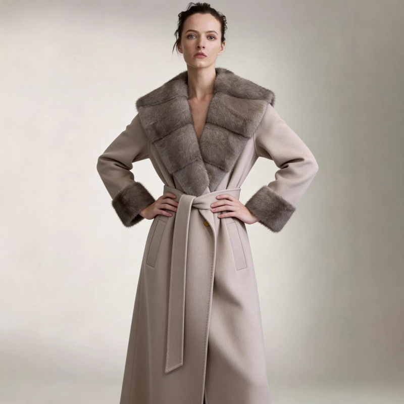High-End Mink Fur Collar Double-Sided Cashmere Coat for Women 2026Lp Style Winter Long Horizontal Arrangement Full Mink Fur Coat High-End Mink Fur Collar Double-Sided Cashmere Coat for Women 2026Lp Style Winter Long Horizontal Arrangement Full Mink Fur Coat