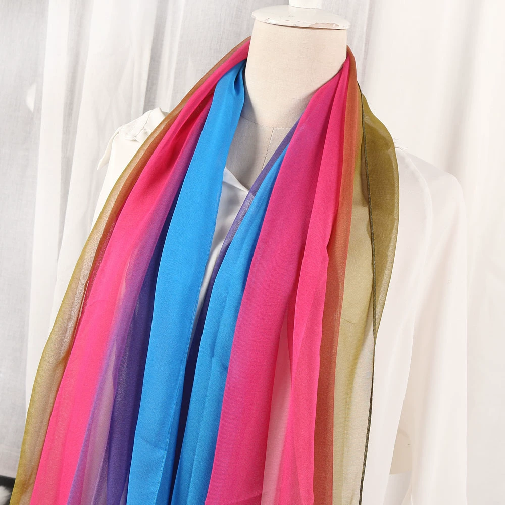 Gradient chiffon long scarf, soft drape stole, 180×70 cm, lightweight