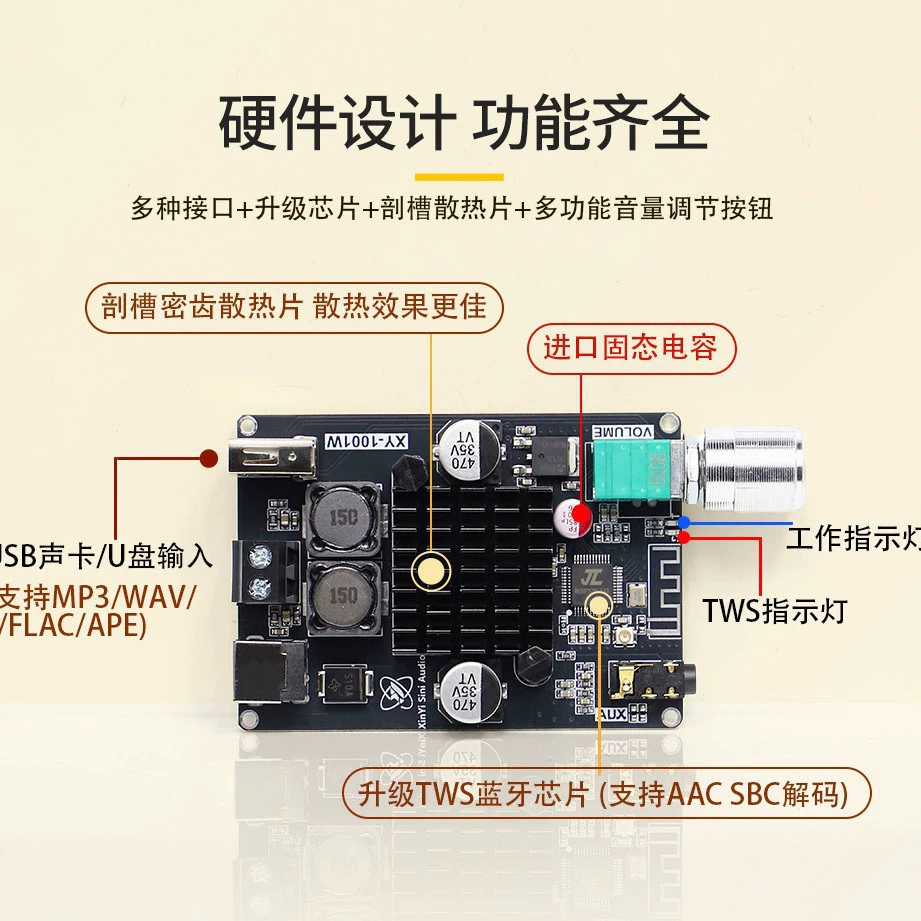 XY-1001W Монo 100W Bluetooth аудио усилитель плата модуль TWS в коробку настоящий беспроводной TPA3116