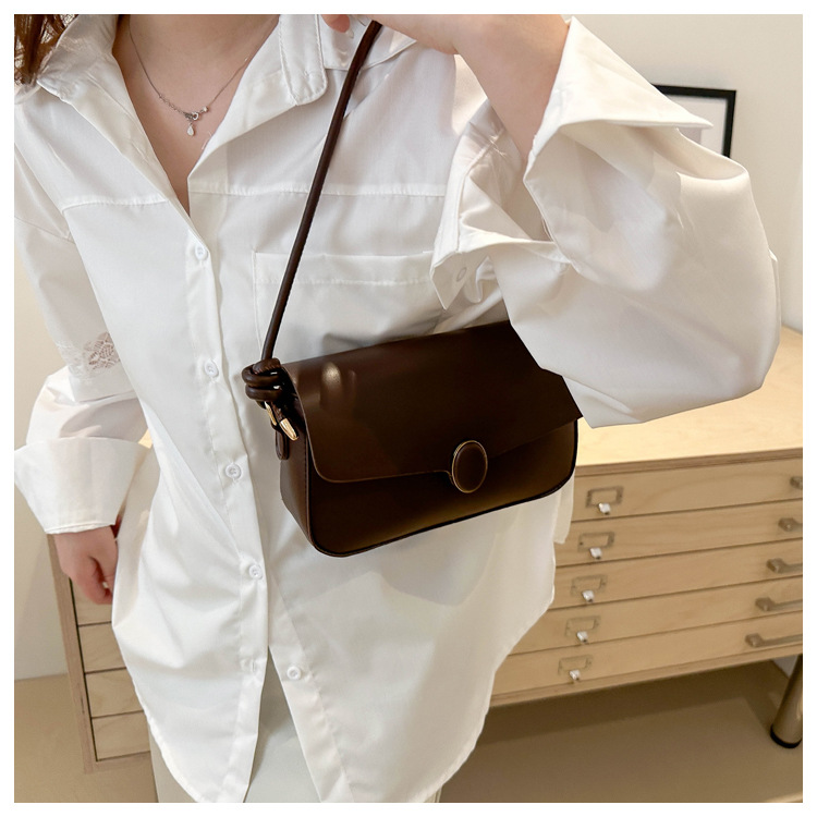 Small Square Shoulder Bag For Women Solid Colour Simple Style_voghion.com