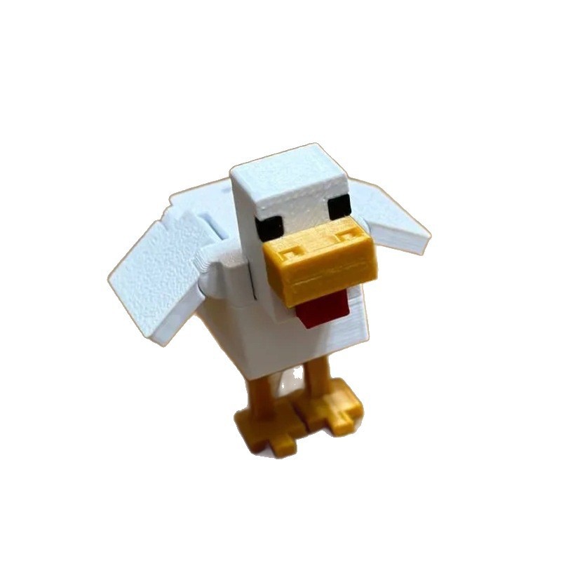 国境を越えた新製品 3D プリント Minecraft マインクラフト ホワイトフェザー チキン 可動キーホルダー おもちゃ デスクトップ装飾品|undefined