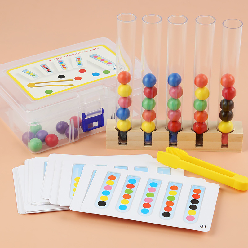 Kindergarten test tube clip beads children's color cognitive teaching aids hand movement training grasping early education educational toys Kindergarten test tube clip beads children's color cognitive teaching aids hand movement training grasping early education educational toys