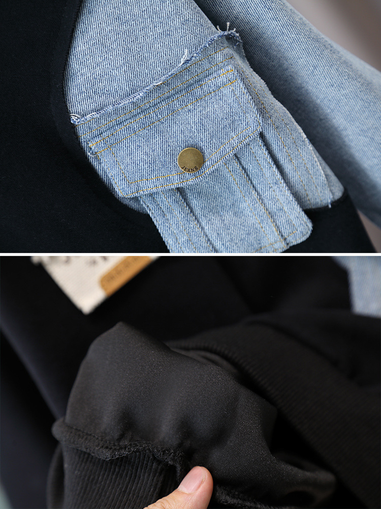 5909 traje de suéter para niños 2024 otoño nueva ropa de primavera y otoño para niños Traje de dos piezas de mezclilla cool para niños