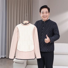 中老年人冬季棉衣内胆宽松爷爷加厚护背棉袄加厚爸爸驼绒棉服大码