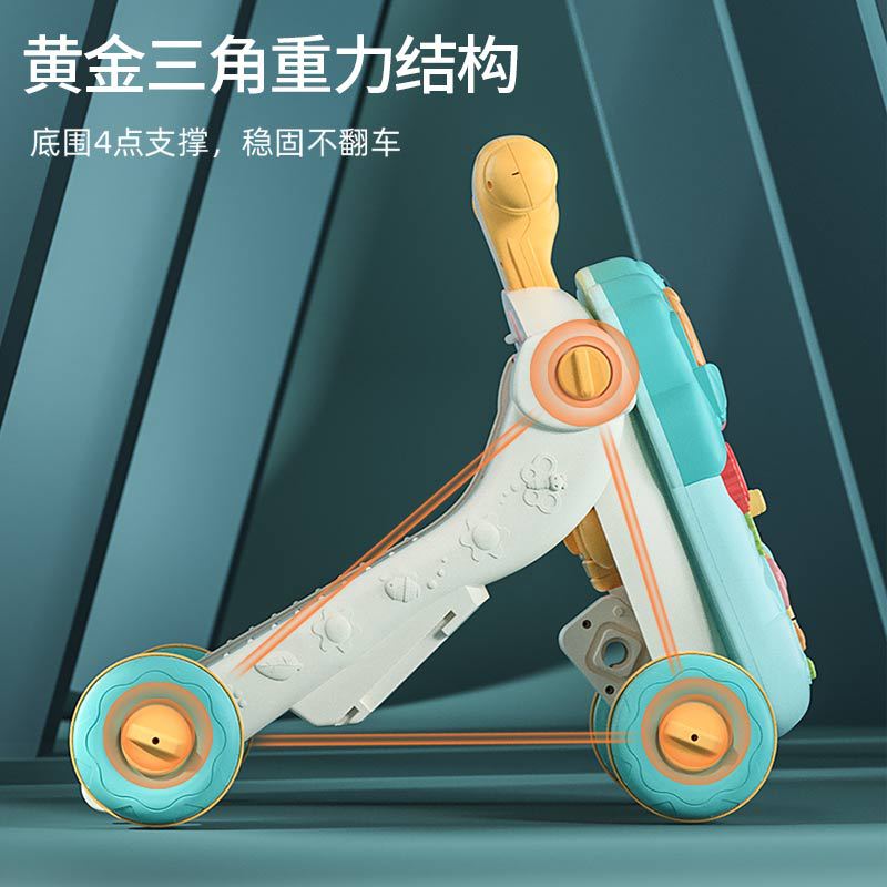 Bebé mano empuje caminante anti-o-pierna multi-funcional anti-flip bebé puede sentarse 4-en-1 caminar juguete ayuda