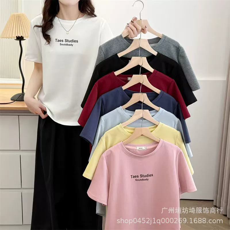 Гуанчжоу Одежда 9,9 Бесплатная доставка Женская летняя футболка с коротким рукавом Пуловер Ночной рынок Уличный ларек Поставка Оптовая продажа