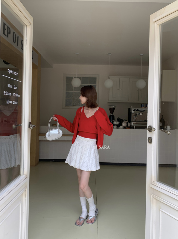 凯羽尚LSARAJ秋 韩系精致百搭防走光显瘦高腰波点花苞裙半身裙|undefined
