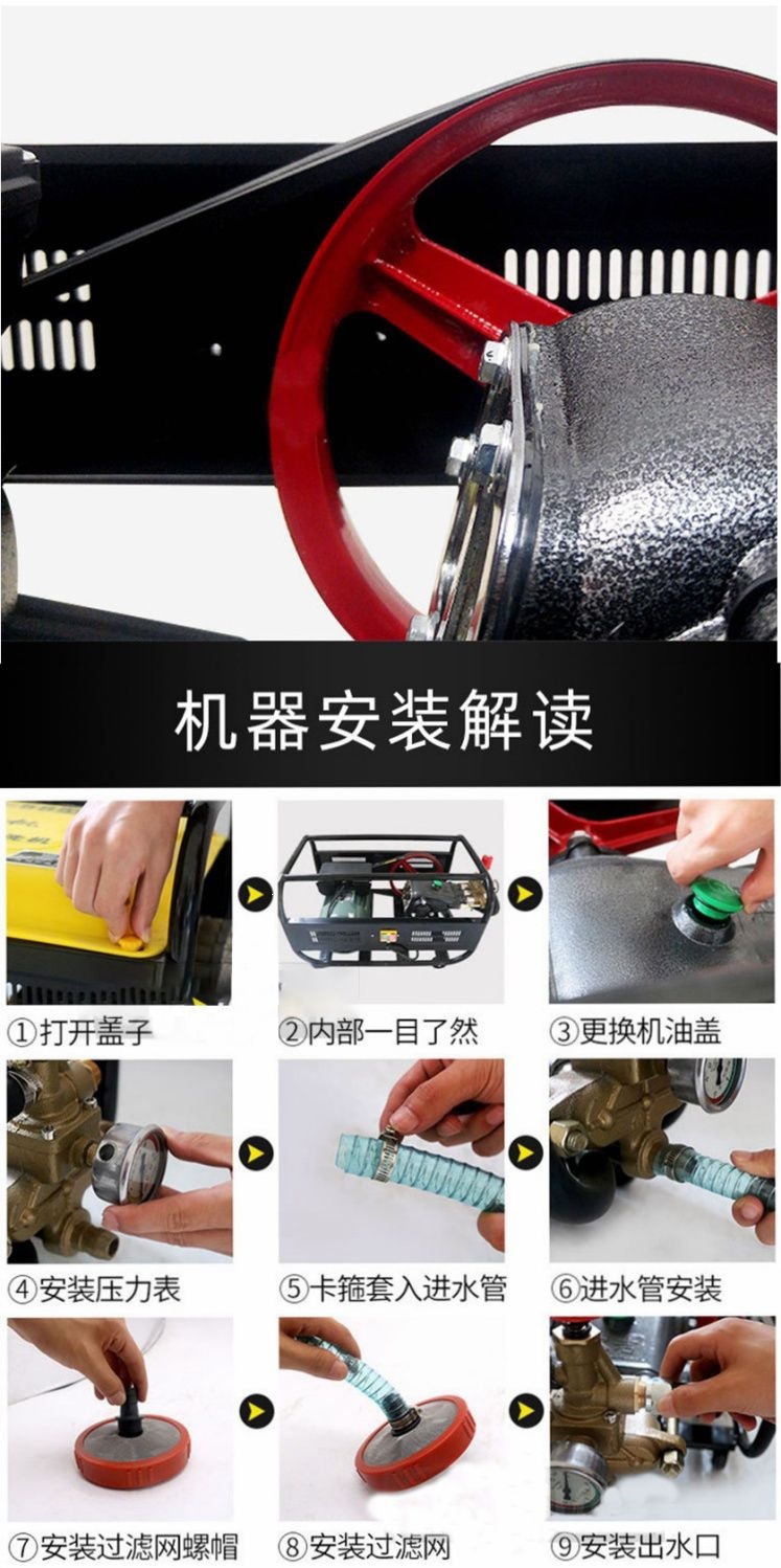 Black Cat Liwei 55 Type 58 High-Pressure Car Washing Machine for Commercial Car Wash Shops and Farms, 220V Pure Copper High-Power Cleaning Machine
