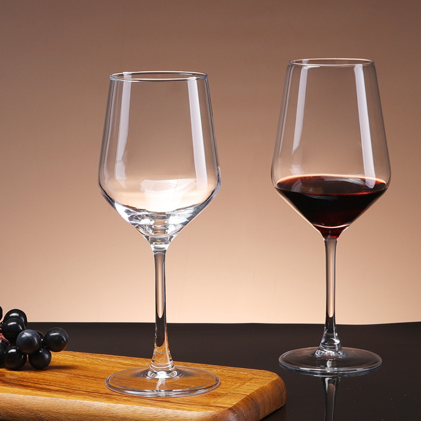 Taza de vino en forma de V gran taza de vino de cristal de borgoña gruesa gran taza de vino de vino de lujo ligera taza de pie alto