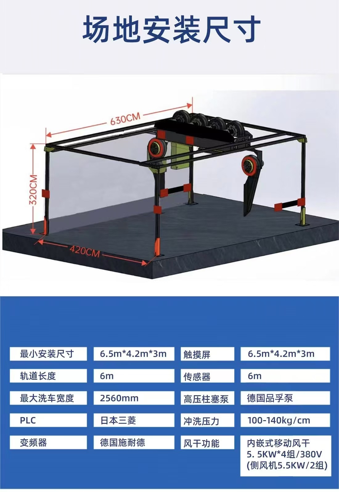 Shanghai Fengwang Fully Automatic Car Wash Machine with High-Pressure Washing, 24-Hour Unattended Operation, Gas Station/Parking Lot Equipment