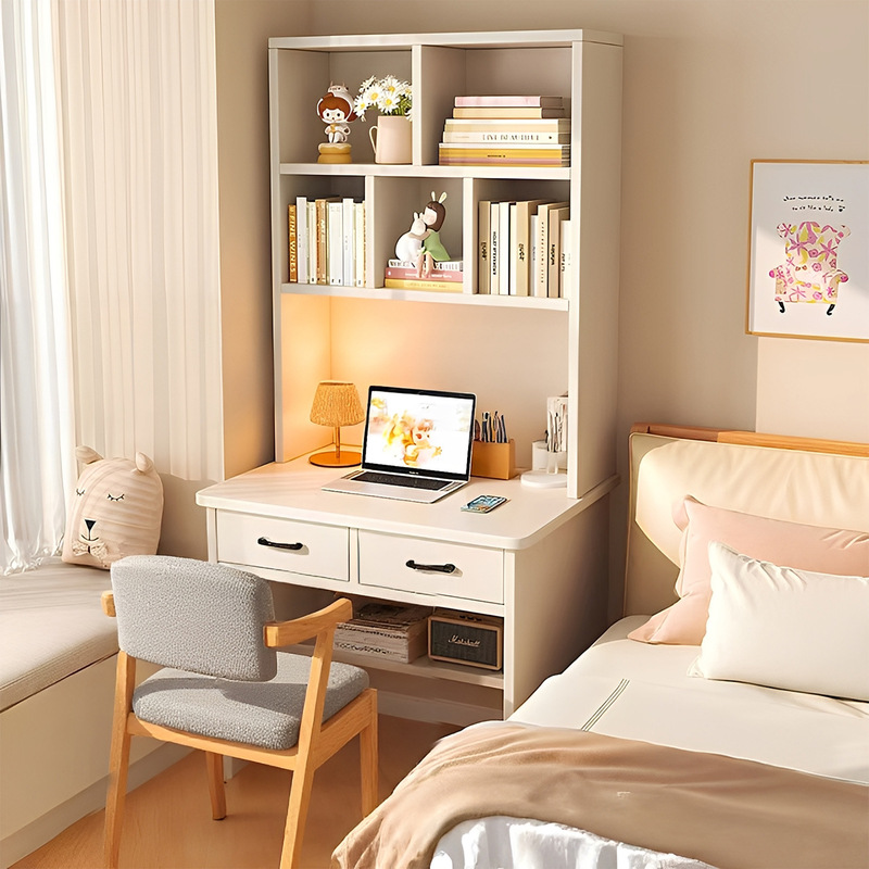 Desk Bookshelf Integrated Wall Bookcase with Drawer Student Home Study Desk Small Apartment Bedroom Computer Desk
