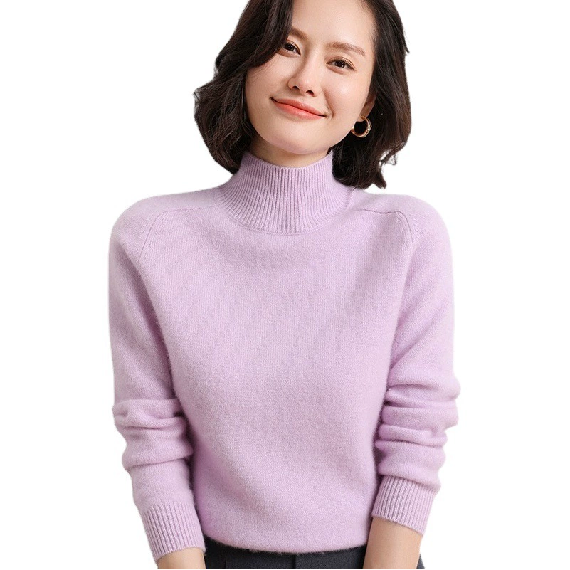 Осенне-Зимний новый утолщенный кашемировый свитер с высоким воротом, женский простой кашемировый свободный свитер для похудения, однотонная Базовая рубашка