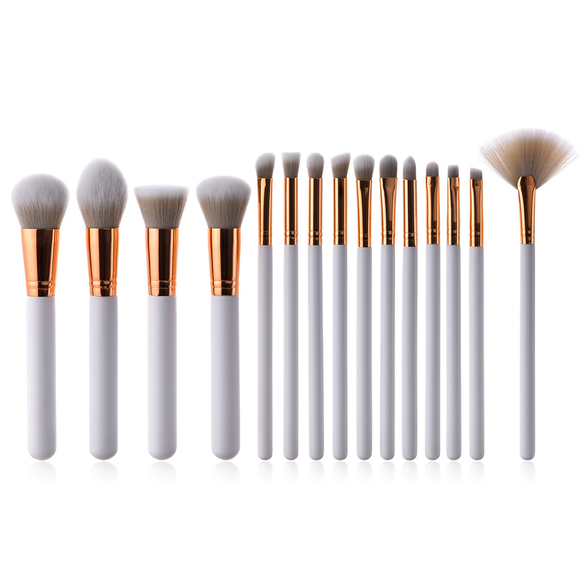 White golden cosmetic brush contains rose