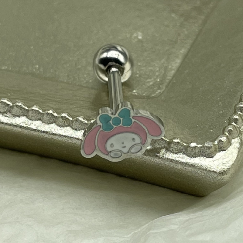 Fashion Rabbit Titanium Steel Plating Tongue Nail 1 Piece