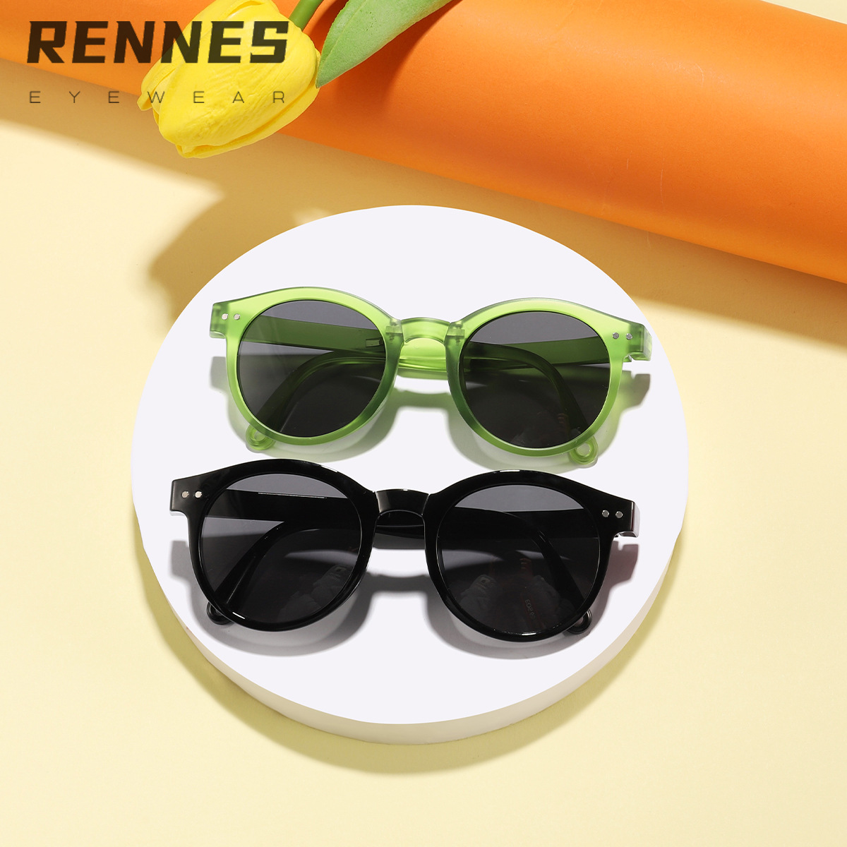 Nuevas gafas de sol para exteriores plegables con marco redondo para niños transfronterizos para hombres y mujeres gafas de sol color caramelo para bebés Sunglass